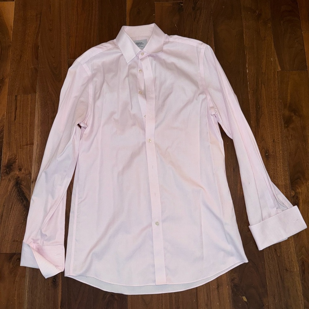 Charles Tyrwhitt Pink Checker Dress Shirt with French Cuff